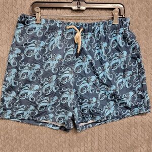 TWO LEFT FEET Swim Trunks Octupi Print Back Pocket Men’s Sz 2XL‎ Blue 34-38